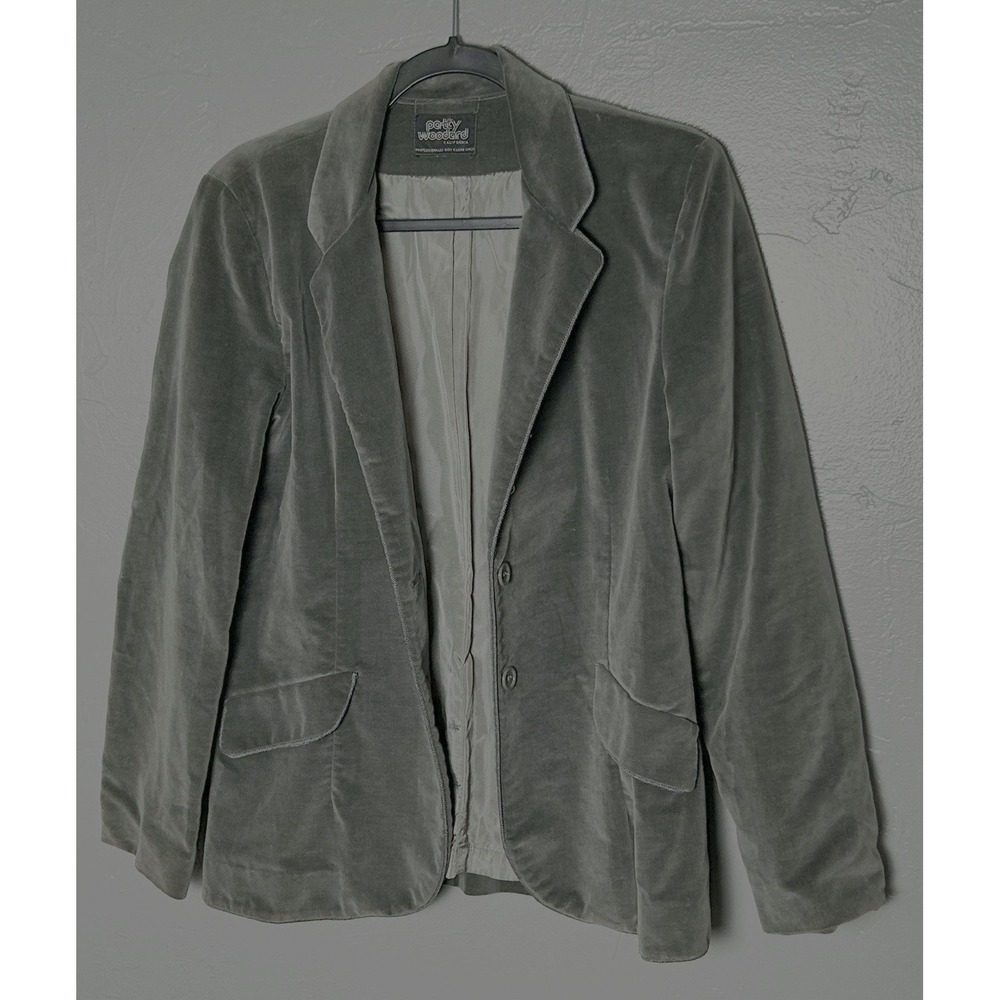 Vintage Patty Woodard Grey Women's Crushed Velvet Blazer Size Small